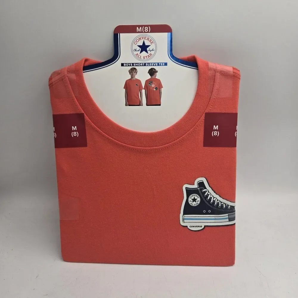 Converse Boys T Shirt Size 8 Medium Orange Chuck Taylor All Star Graphic Top NWT